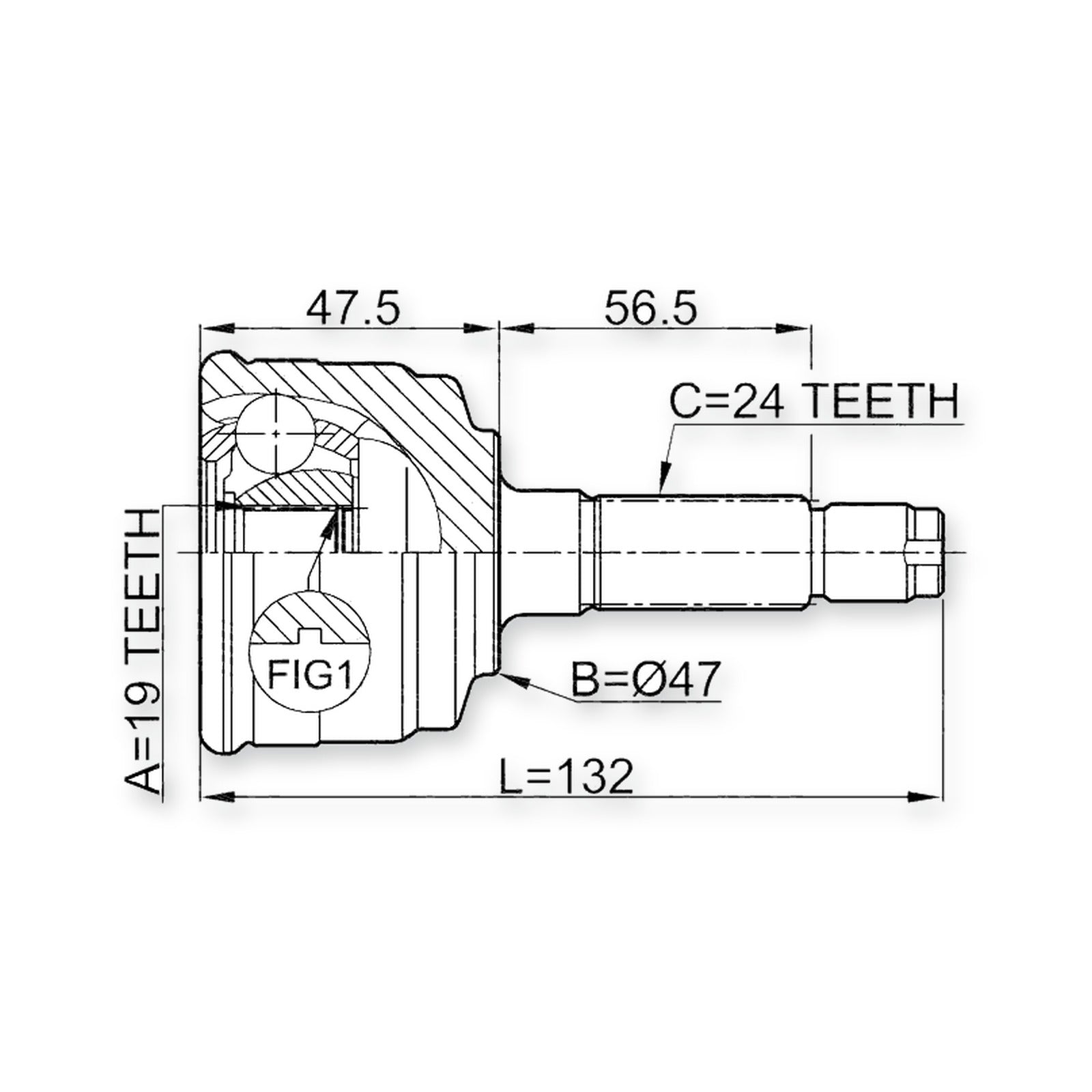 Daihatsu Copen L881 Front Outer CV Joint 19X47X24