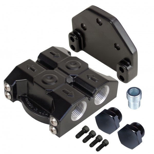 Derale Single Side Port Remote Filter Mount -10AN-7/8"-14 O-ring ports