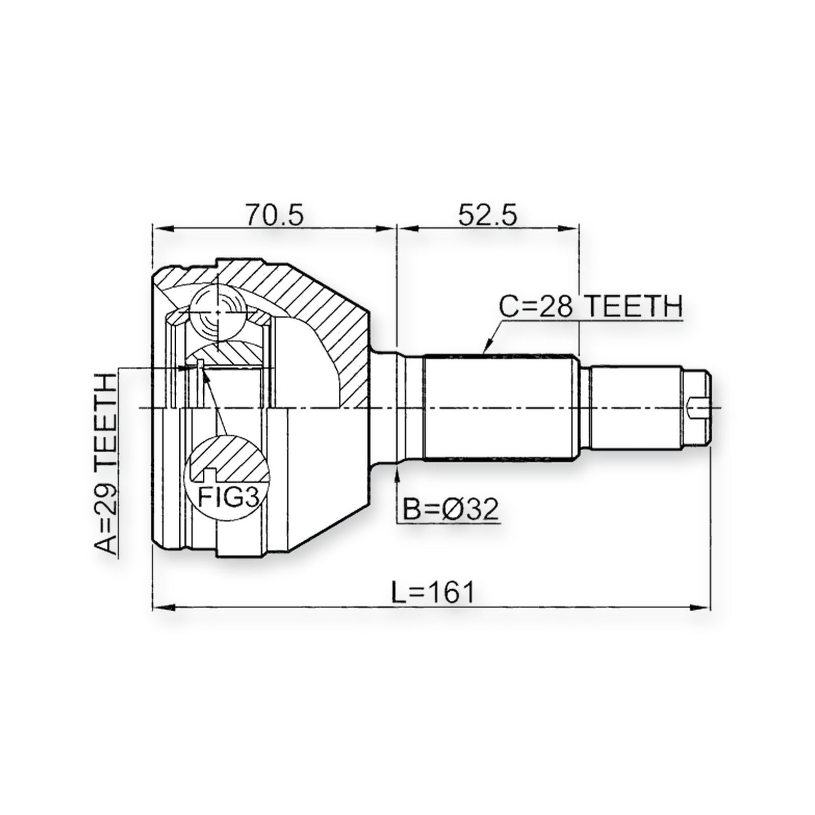Chevrolet Evanda Front Outer CV Joint 29X32X28