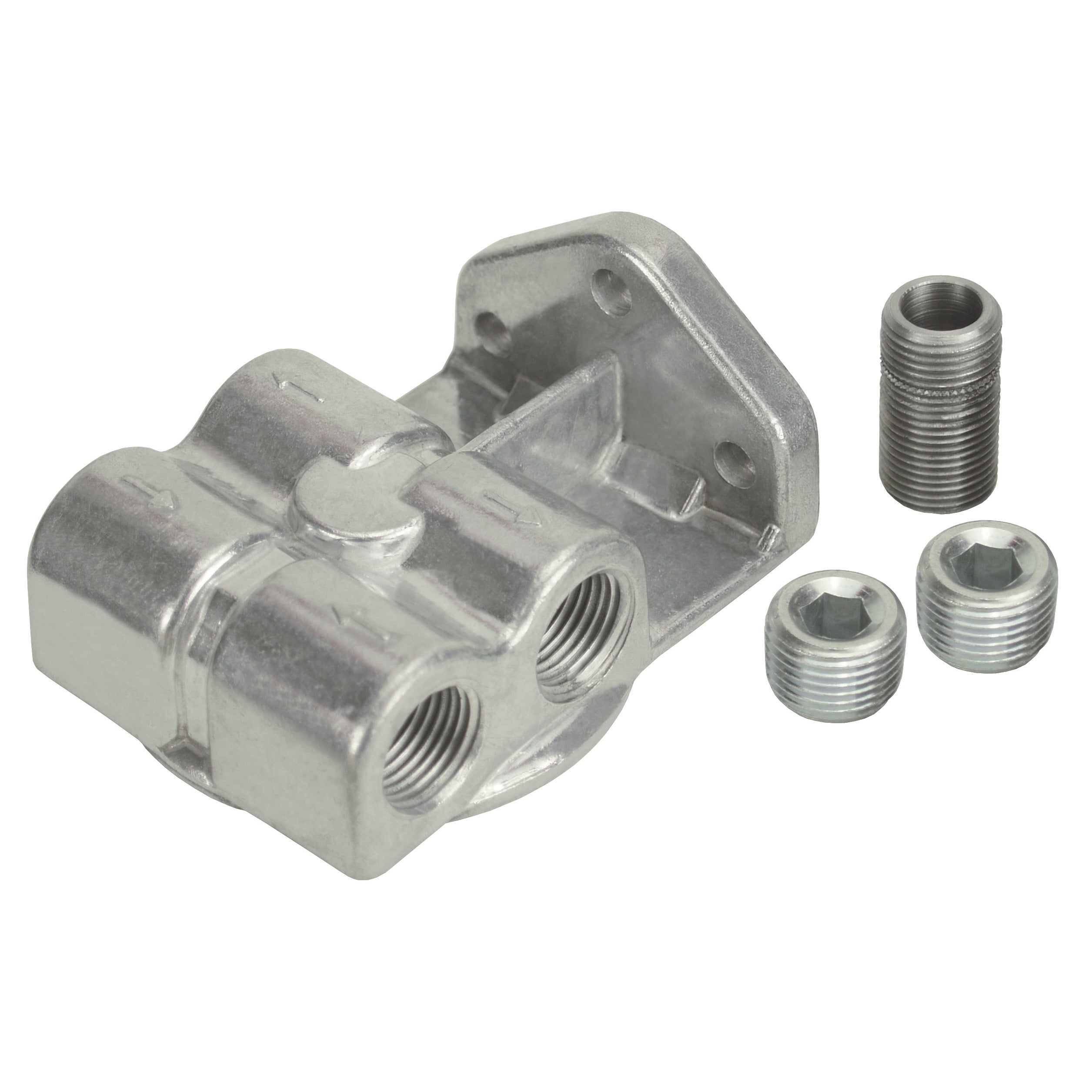 Derale Single Side Ports 1/2" NPT Remote Filter Mount Dual Side Ports