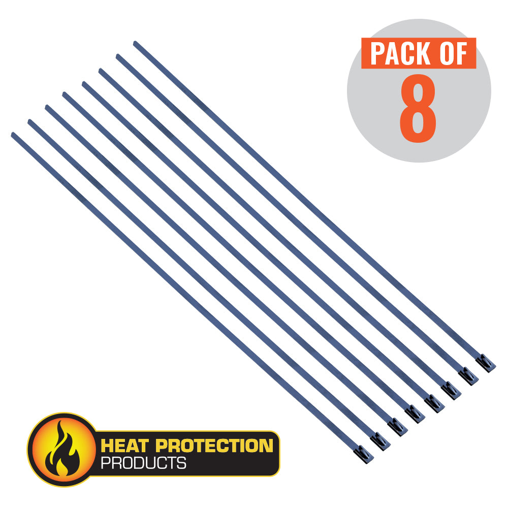 Heat Protection Exhaust Wrap Locking Ties 200mm (8 Inch) Long Heavy Duty Qty 8