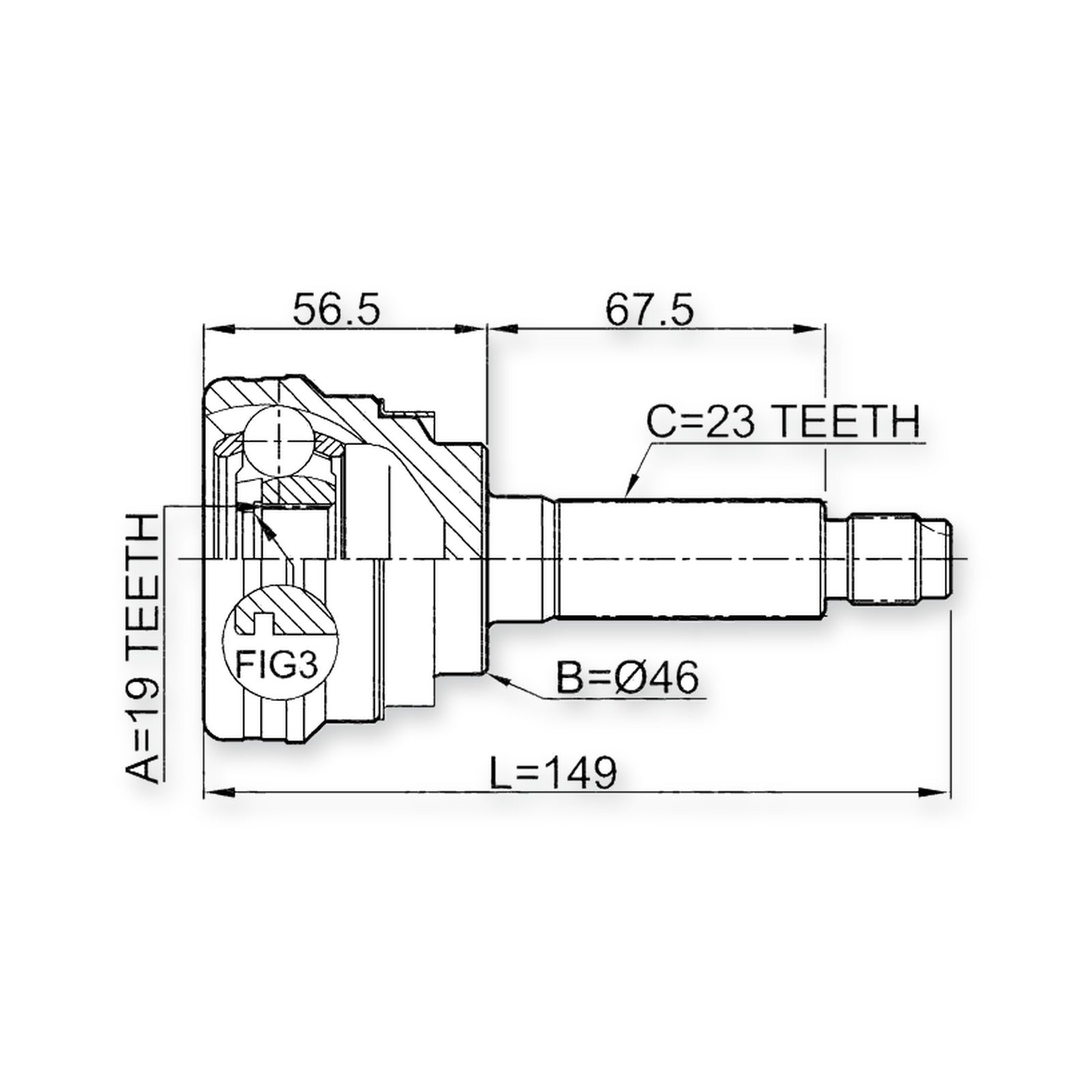 Holden Barina Spark Front Outer CV Joint 19X46X23