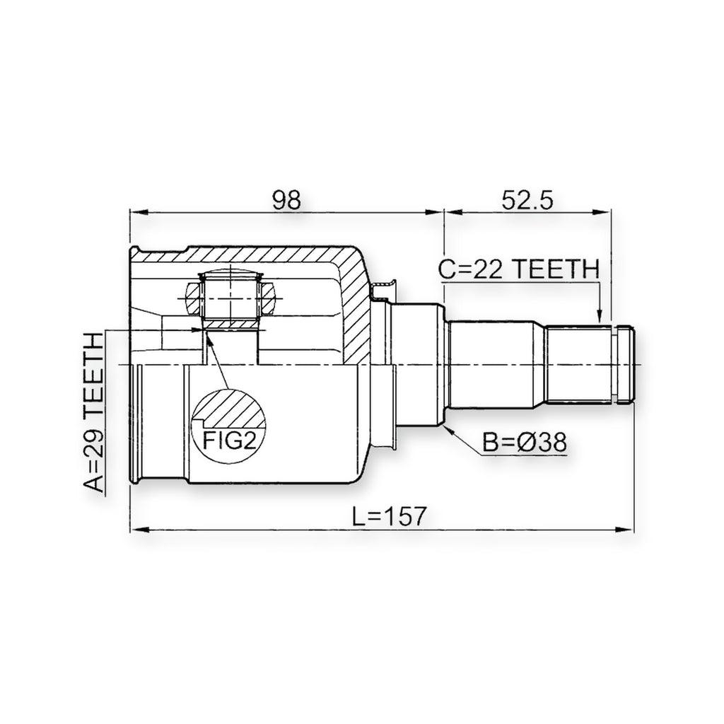 Pontiac G3 Front Inner CV Joint 29X38X22