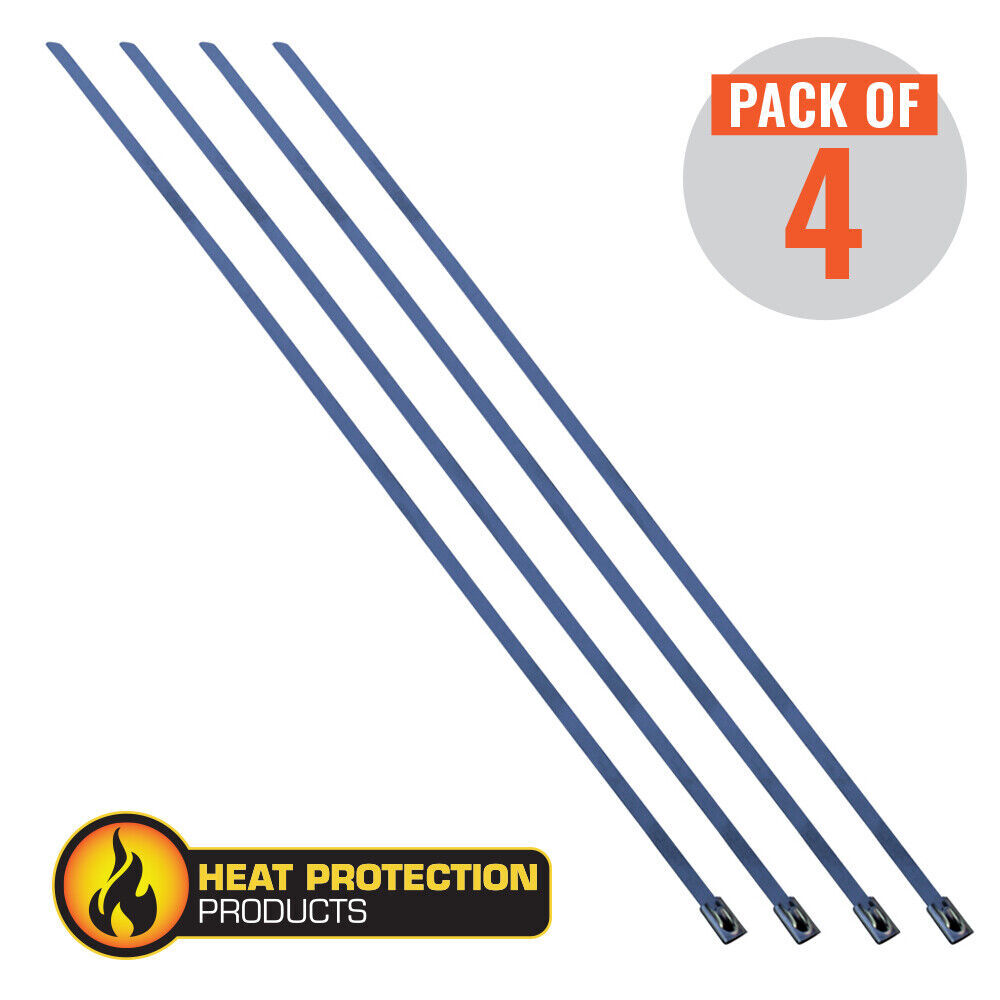 Heat Protection Exhaust Wrap Locking Ties 355mm (14 Inch) Long Heavy Duty Qty 4