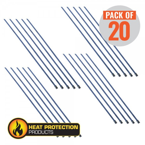 Heat Protection Exhaust Wrap Locking Ties 355mm (14 Inch) Long Heavy Duty Qty 20