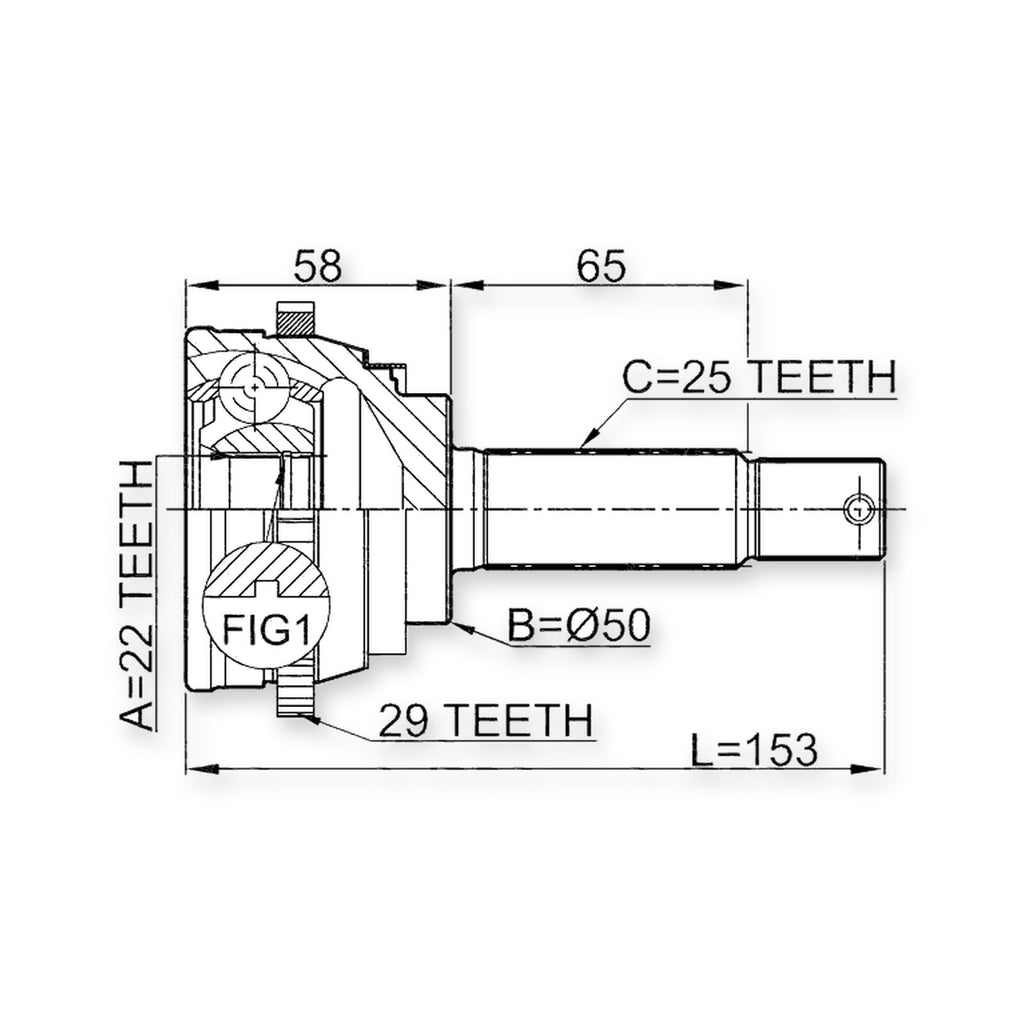 Hyundai Accent Front Outer CV Joint 22X50X25