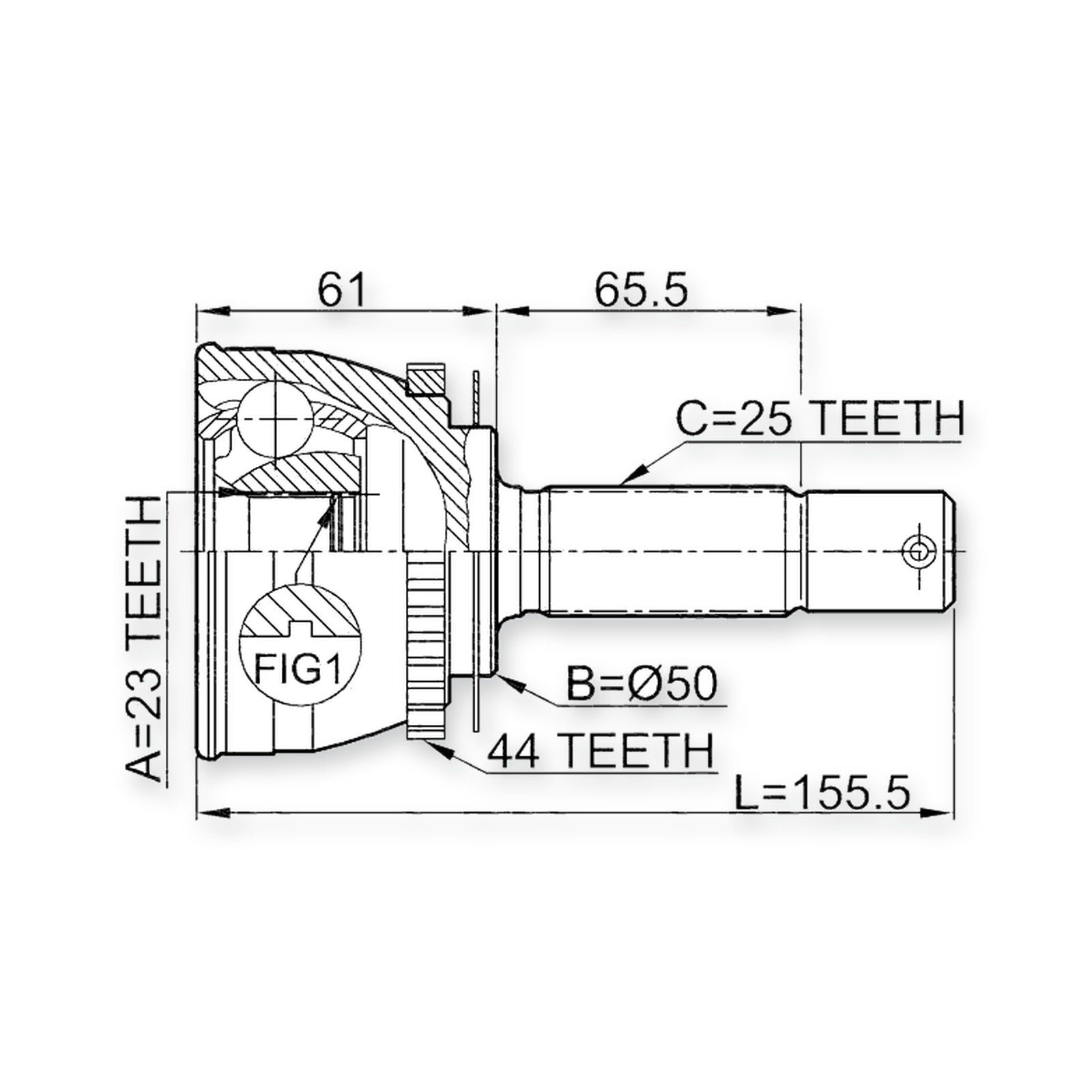 Hyundai Avante Front Outer CV Joint 23X50X25 o 2006