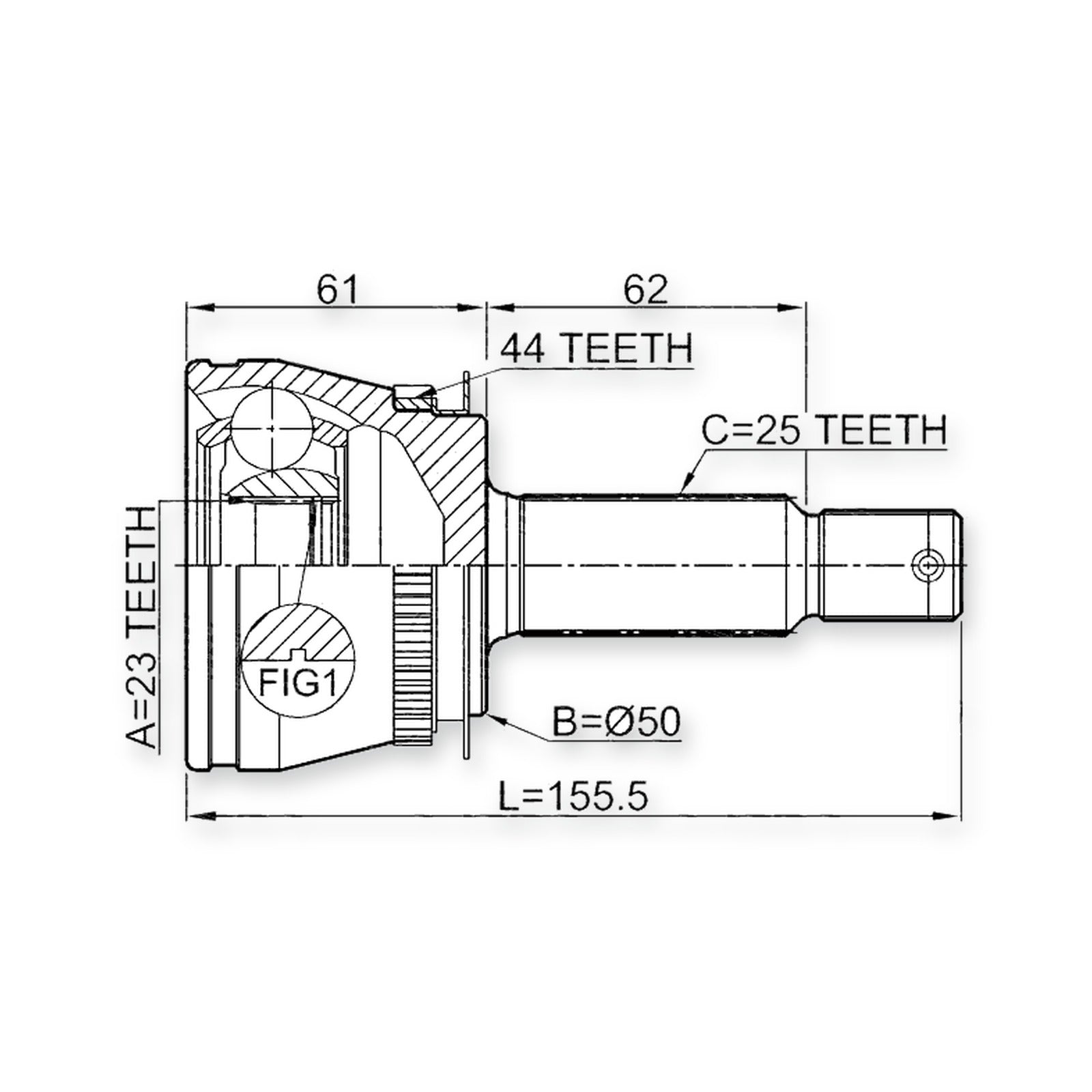 Hyundai Avante Front Outer CV Joint 23X50X25