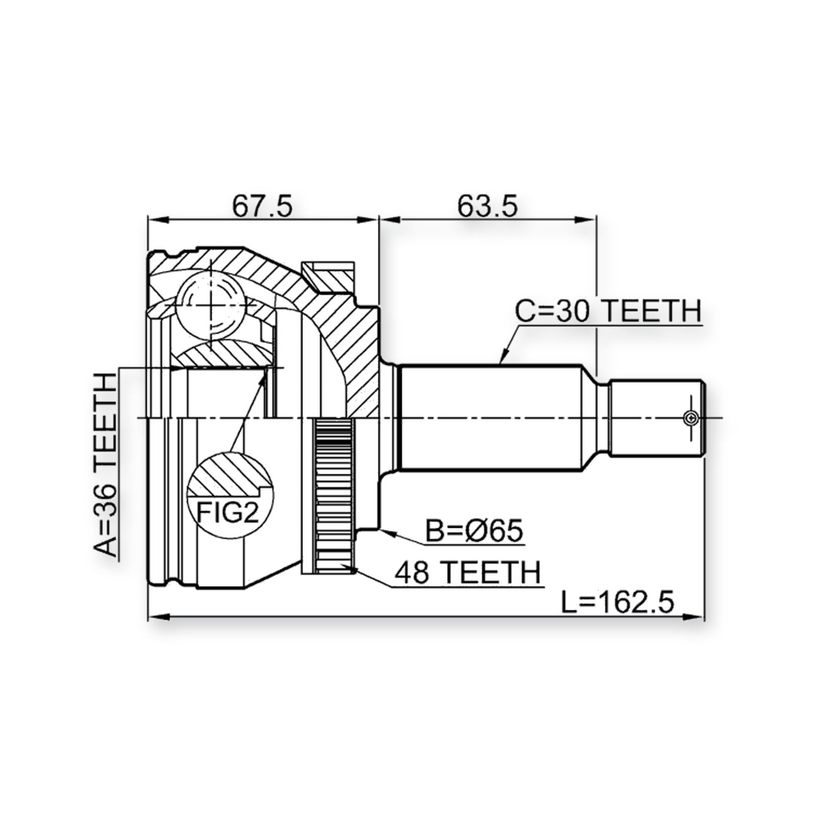 Hyundai Tucson Front Outer CV Joint 36X65X30 2006-on