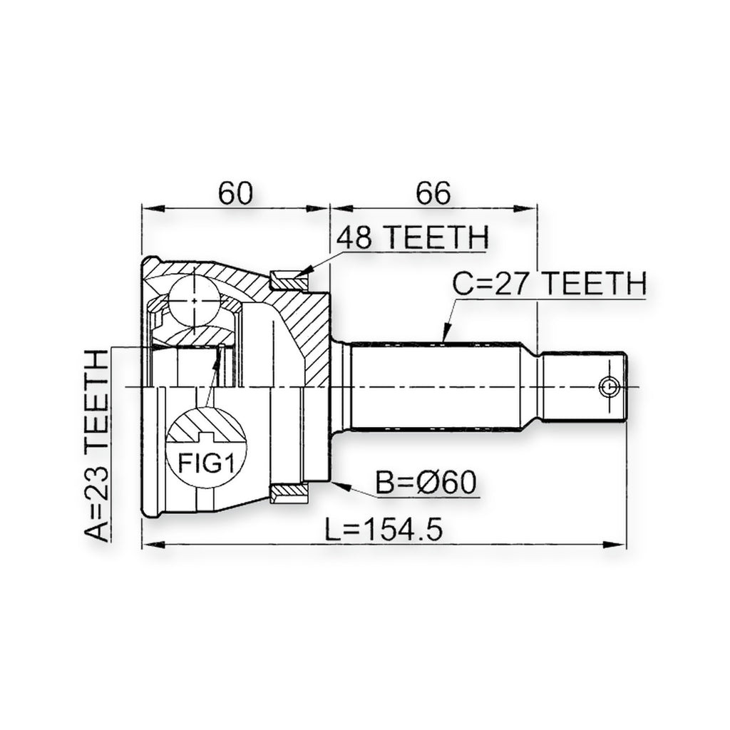 Kia Sportage Rear Outer CV Joint 23X60X27