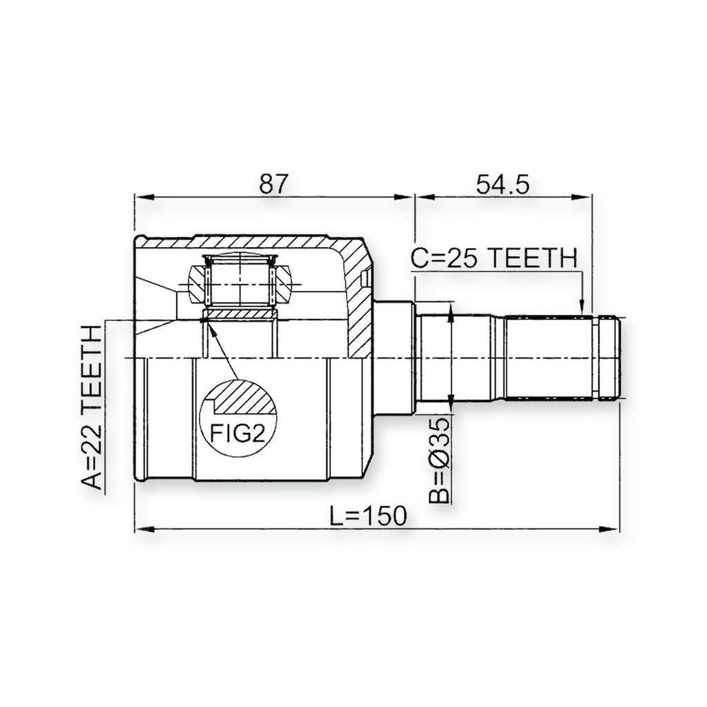 Hyundai Accent Front Inner CV Joint 22X35X25 o 2006