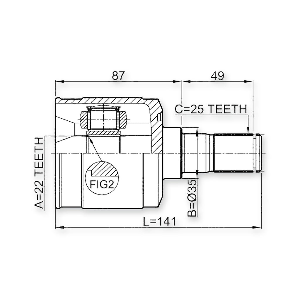 Hyundai Accent Front Inner CV Joint 22X35X25 o 2006