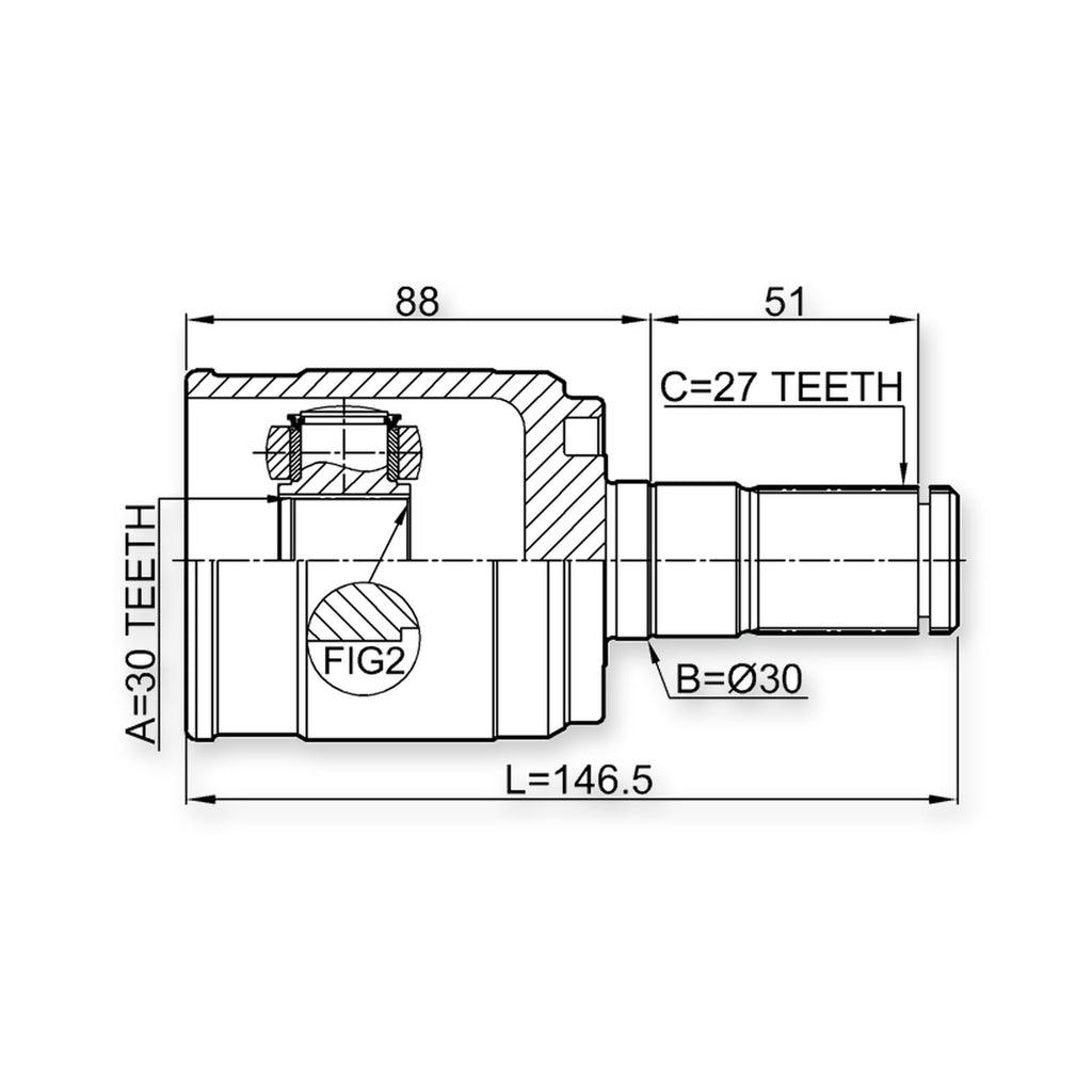 Hyundai Avante Front Inner CV Joint 30X30X27