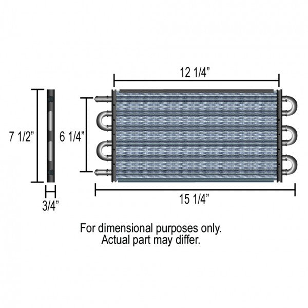 Derale 6 Pass 15-1/4"x7-1/2"x3/4" Aluminum Transmission Cooler Kit