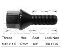 4x Mini Black Wheel Stud R50 / R52 / R53