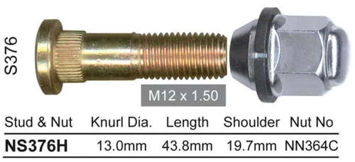 Hyundai Wheel Stud & Nut Set Trajet Steel Wheels