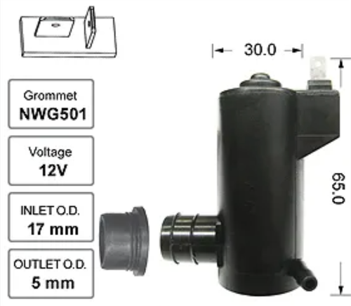 Front Windscreen Washer Pump for Citroen AX (06/87 – 10/90)
