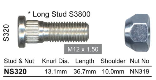 Ford Wheel Stud & Nut Set Transit Single Rear Wheel / Cortina TC-TD 4cyl & More