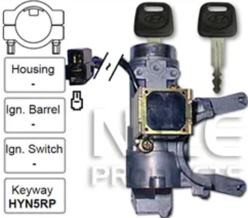 Ignition Lock & Switch for Hyundai Excel X3 4 Door Automatic (11/89 – 10/94)