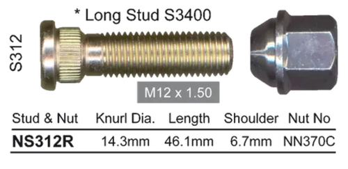 Hyundai Wheel Stud & Nut Set Accent LC Steel Wheels