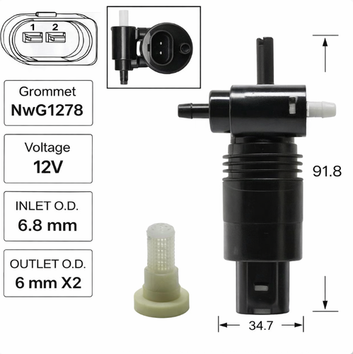 Front Windscreen Washer Pump for Mercedes-Benz R-Class W251-51 (01/07 – 01/13)