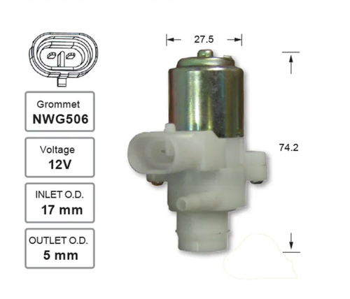 Front Windscreen Washer Pump for Jeep Wrangler (08/95 – 02/07)