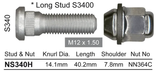 Hyundai Wheel Stud & Nut Set Excel X2 All Models / Excel L X3 Steel Wheels & Mor