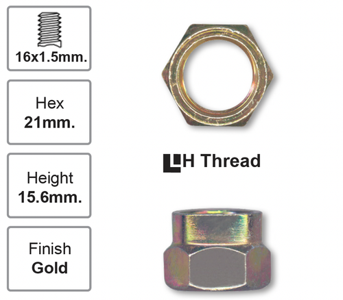 Rear Left Hub Nut Pair for Ford Festiva WA (10/91 - 03/94)