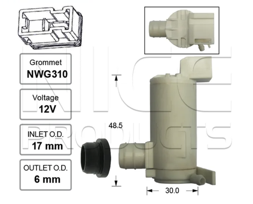 Front Windscreen Washer Pump for Nissan X-Trail T30 (06/02 – 10/07)
