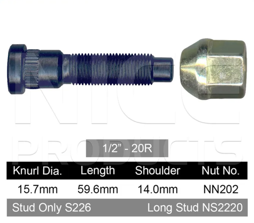 Ford Wheel Stud & Nut Set EF Gli / EF Futura / NF Inc Ghia / NL Inc Ghia & More
