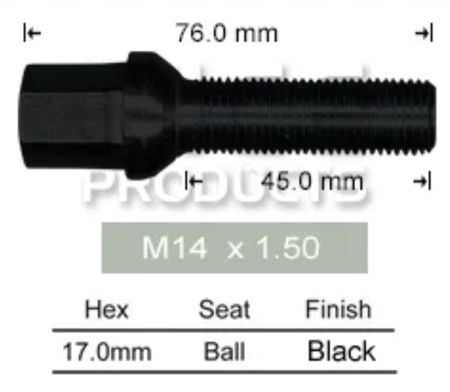 Porsche Black Wheel Stud & Nut Set Macan
