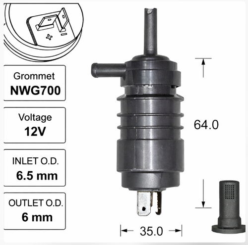 Front Windscreen Washer Pump for Volkswagen Polo Polo (12/78 - 10/86)