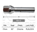Volvo Wheel Stud & Nut Set S60 All / XC40 XZ / XC70