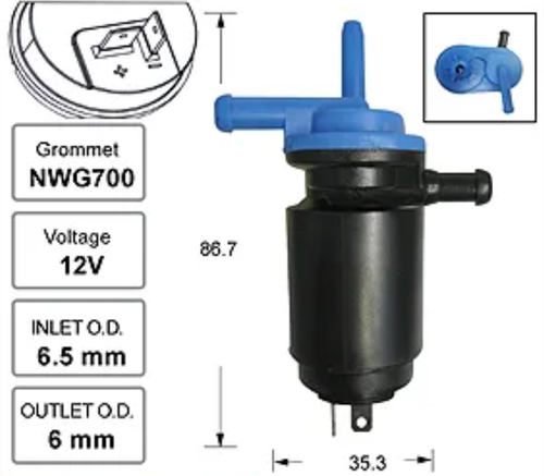 Front Windscreen Washer Pump for Holden Vectra JR Sedan (05/96 – 04/97)