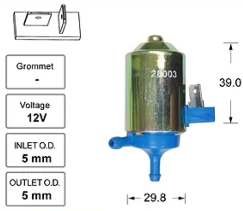 Front Windscreen Washer Pump for Honda Prelude (1979 – 1982)