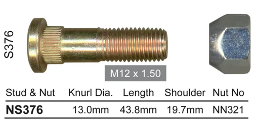 Ford Wheel Stud & Nut Set Mondeo All / Courier Pick up Super Cab & More