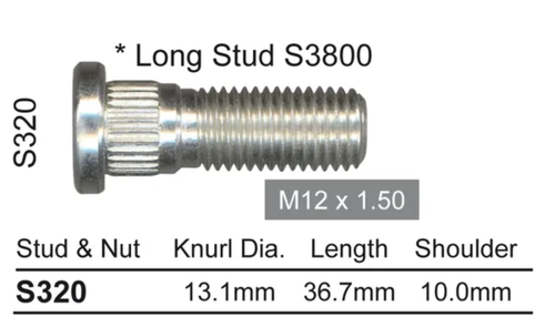 Ford Wheel Stud Transit Single Rear Wheel / Cortina TC-TD 4cyl & More