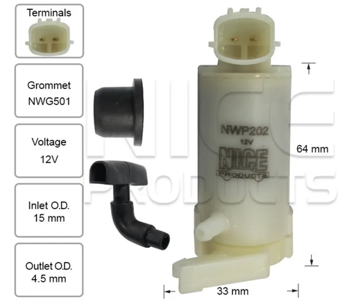 Front Windscreen Washer Pump for Mazda Mazda 2 DL Sedan (08/15 – 2021)