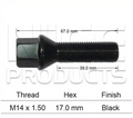 BMW Black Wheel Stud & Nut Set X5 E53