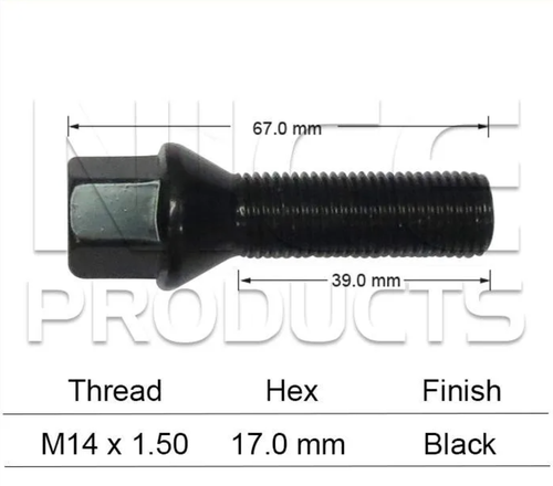 BMW Black Wheel Stud & Nut Set X5 E53