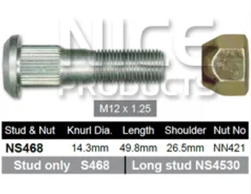 Nissan Wheel Stud & Nut Set GU Steel Wheels