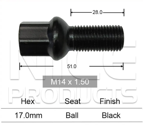 4x Lexus Black Wheel Nut IS300 ASE30R