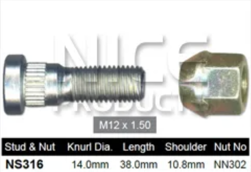 Chrysler Wheel Stud & Nut Set PT Cruiser / Neon PL2000