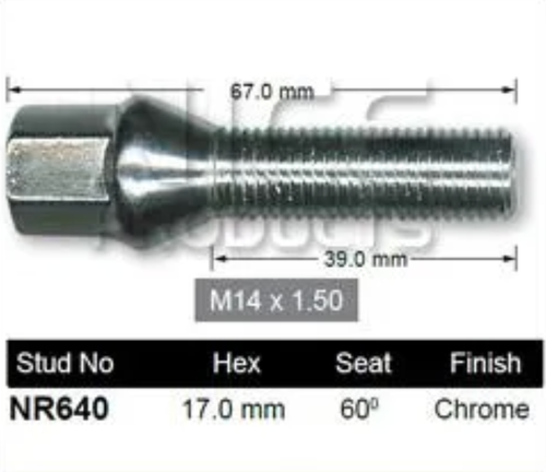 Renault Wheel Stud & Nut Set Master All