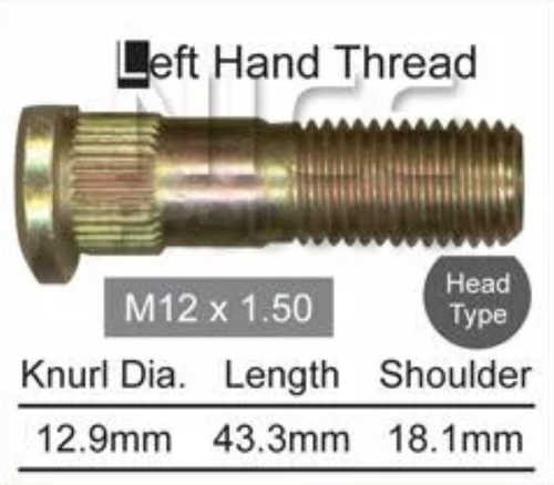Mazda Wheel Stud B2000-B2200 Left / B1400-B1800 Left / E1400-E1800 Left