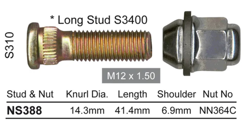 Hyundai Wheel Stud & Nut Set Sonata Steel Wheels / Elantra XD Steel Wheels & Mor