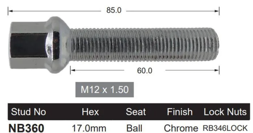 Mercedes-Benz Wheel Stud & Nut Set SLK-Class R170 All / SLK-Class R171 All