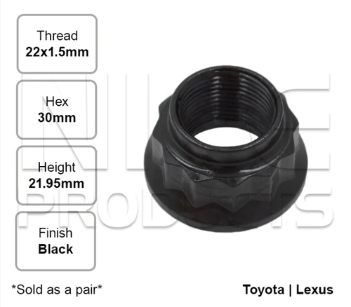 Rear Right Hub Nut Pair for Toyota MR2 (12/99 - 08/05)