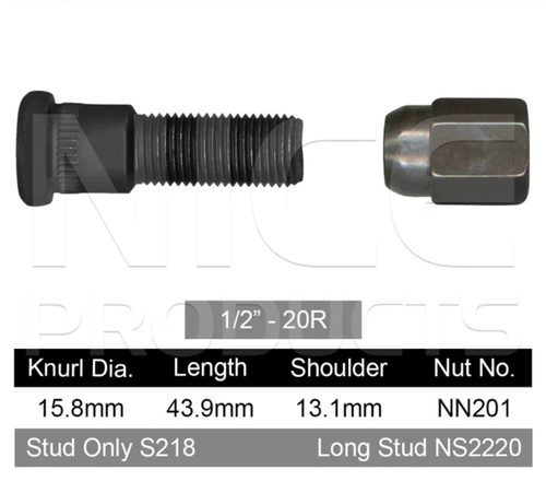 Ford Wheel Stud & Nut Set XE Rear Drums / XF Rear Drums