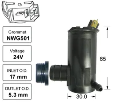 Front Washer Pump for Toyota Dyna RU20-30 24V (08/77 - 11/84)